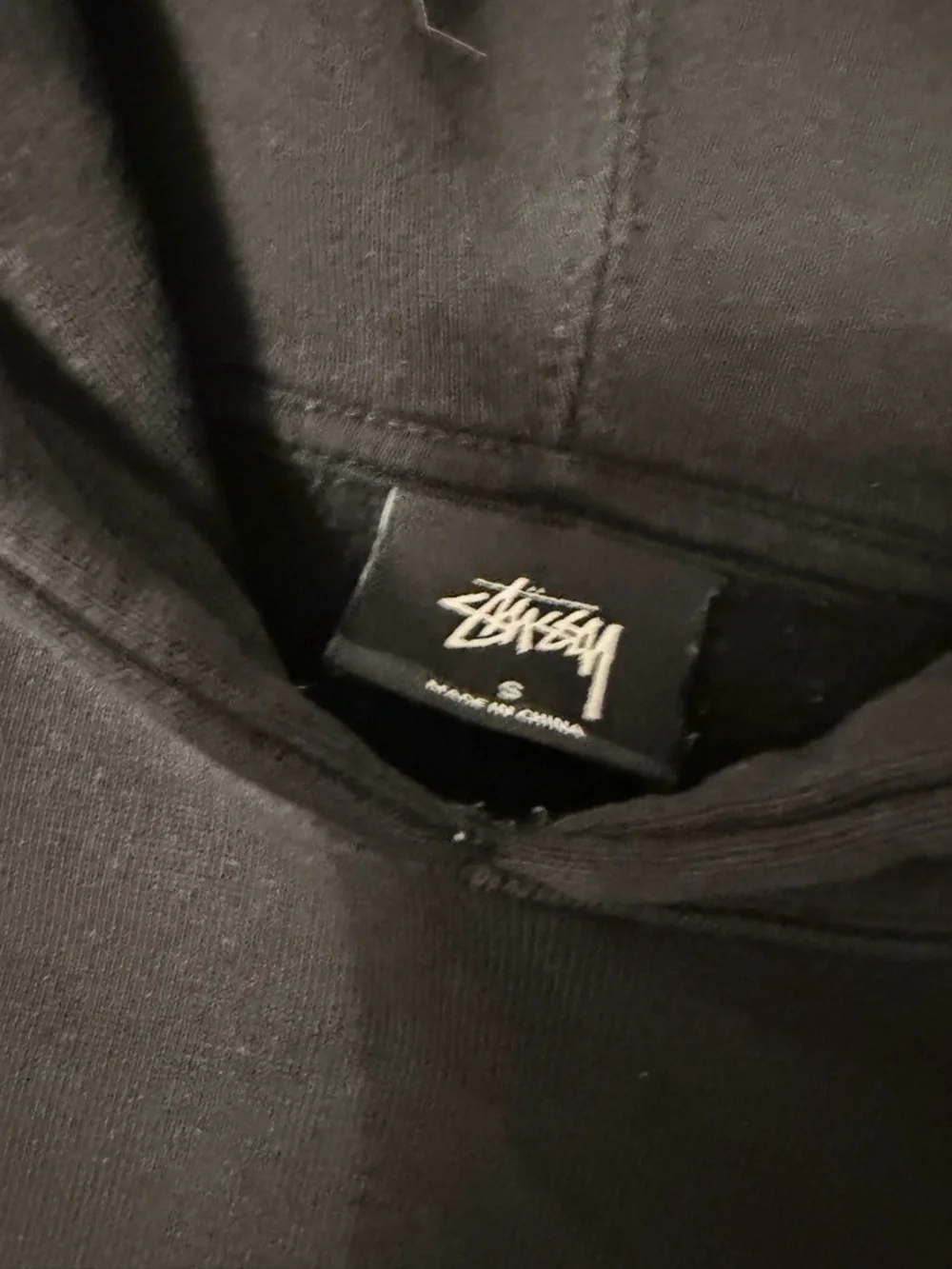 Stussy Black Hoodie with White Script Tag - Picture 3 of 4